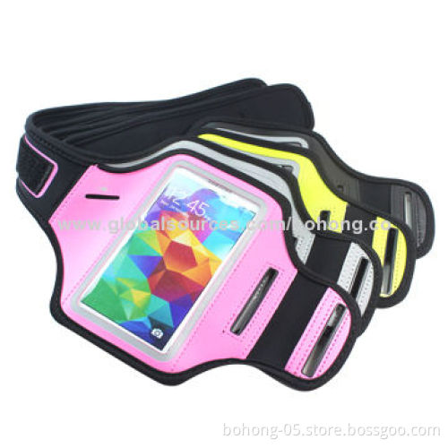 Armbands for Samsung Galaxy S5, Made of Neoprene and Nylon with Key Slot